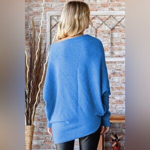 First Love Full Size Asymmetrical Hem Dolman Sleeve Sweater